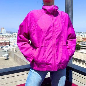 VNG 80s Windbreaker Jacket Women Purple Regular Fit Long Sleeve Full Zip Pockets